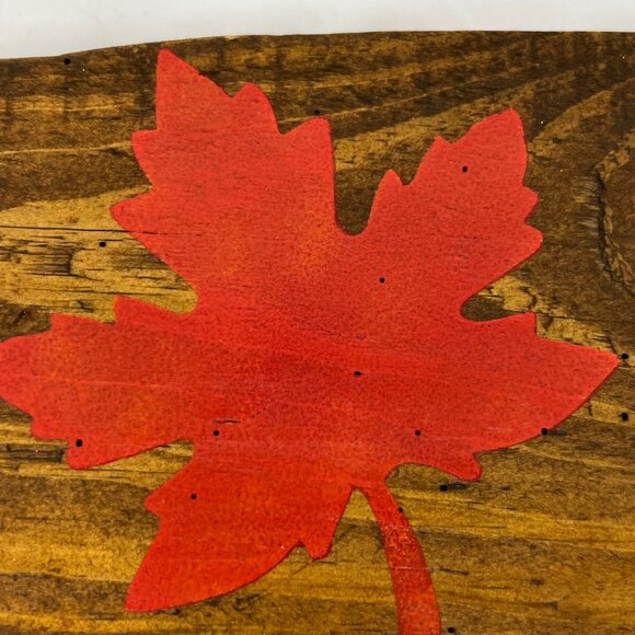 Canadian Maple Leaf Painted Wood Decor 9 x 6 in - Picture 2 of 4